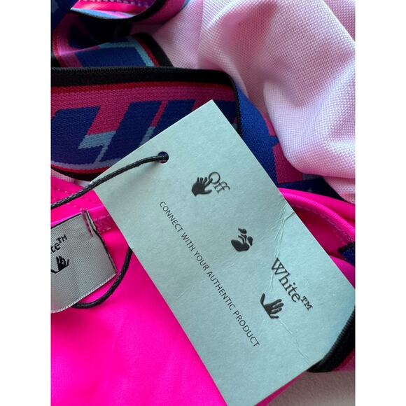 Off-White Logo-Tape Swimsuit Fuchsia/White Size 40/ Small - Picture 9 of 9